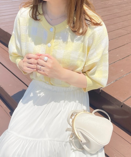 新品タグ付き♡ミストレアス♡ギンガムチェックニットドレス&カーディガン セール】ギンガムチェックカーディガン【ZOZOTOWN限定アイテム