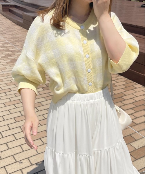 apres jour（アプレジュール）の「ギンガムチェックカーディガン【ZOZOTOWN限定アイテム】（カーディガン/ボレロ・レディース・ブラック/ブルー/ピンク/イエロー/レッド・フリー/X-LARGE）」の19枚目の写真