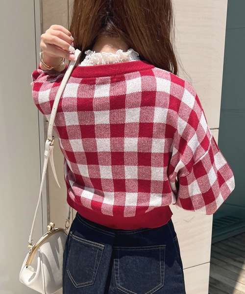 新品タグ付き♡ミストレアス♡ギンガムチェックニットドレス