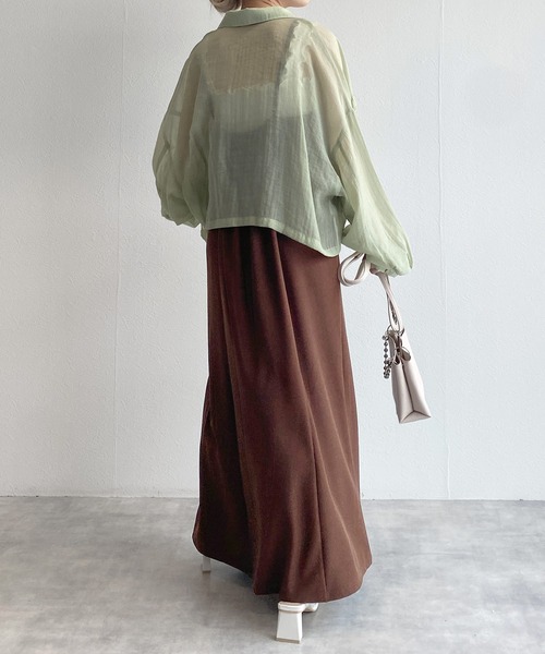 w closet（ダブルクローゼット）の「スリット入りロングキャミワンピース（ワンピース・レディース・アイボリー/ブラウン/グリーン/ブラック・FREE）」の13枚目の写真