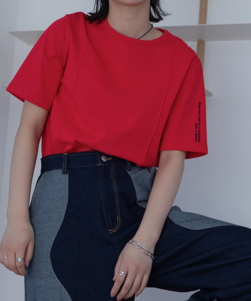 VACANCY（ヴァカンシー）の「ロゴ刺繍パイピングTシャツ/新色追加（Tシャツ/カットソー・レディース・ホワイト/ブラック/ベージュ/ブルー/レッド・FREE）」の5枚目の写真