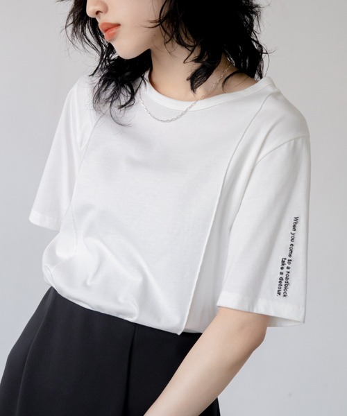 VACANCY（ヴァカンシー）の「ロゴ刺繍パイピングTシャツ/新色追加（Tシャツ/カットソー・レディース・ホワイト/ブラック/ベージュ/ブルー/レッド・FREE）」の6枚目の写真