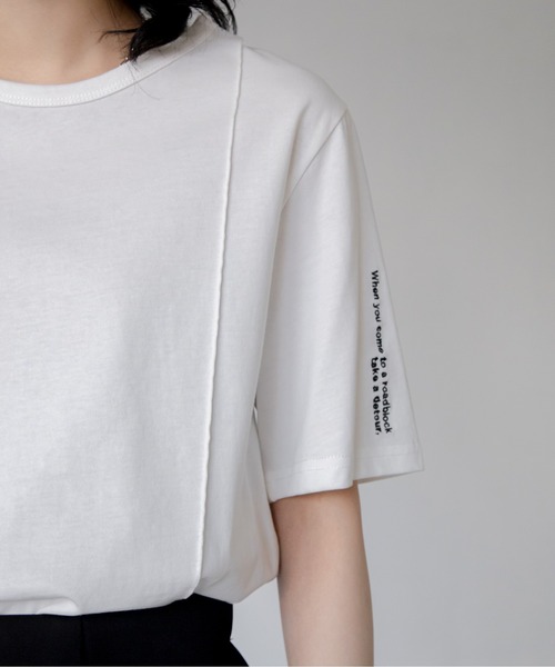 VACANCY（ヴァカンシー）の「ロゴ刺繍パイピングTシャツ/新色追加（Tシャツ/カットソー・レディース・ホワイト/ブラック/ベージュ/ブルー/レッド・FREE）」の7枚目の写真