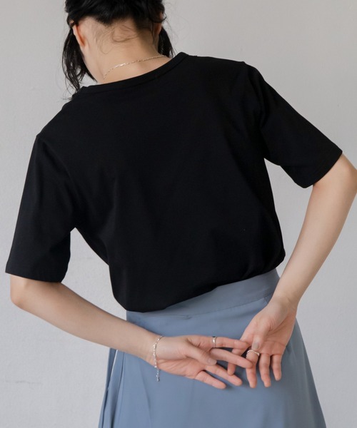 VACANCY（ヴァカンシー）の「ロゴ刺繍パイピングTシャツ/新色追加（Tシャツ/カットソー・レディース・ホワイト/ブラック/ベージュ/ブルー/レッド・FREE）」の10枚目の写真