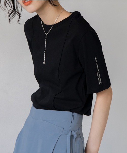 VACANCY（ヴァカンシー）の「ロゴ刺繍パイピングTシャツ/新色追加（Tシャツ/カットソー・レディース・ホワイト/ブラック/ベージュ/ブルー/レッド・FREE）」の9枚目の写真