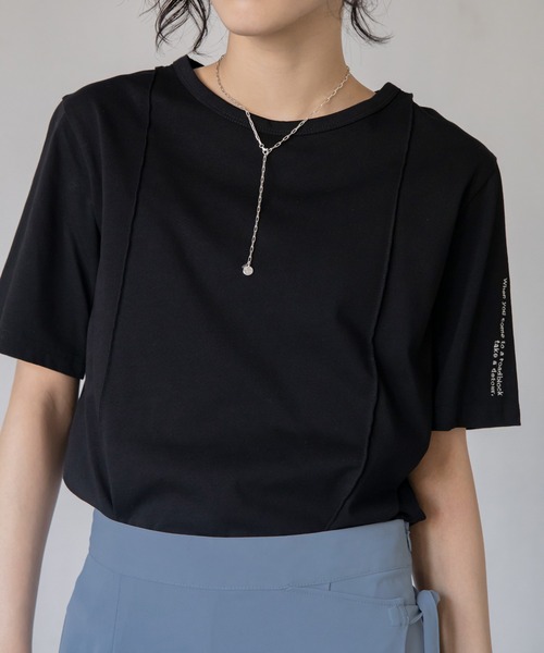 VACANCY（ヴァカンシー）の「ロゴ刺繍パイピングTシャツ/新色追加（Tシャツ/カットソー・レディース・ホワイト/ブラック/ベージュ/ブルー/レッド・FREE）」の12枚目の写真