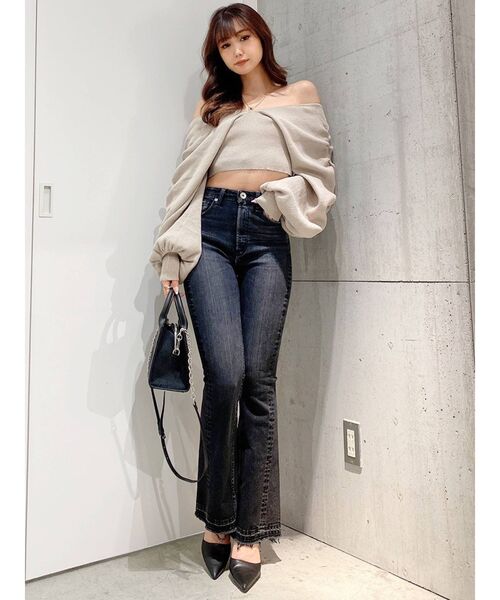 GYDA(ジェイダ)の「オフショルLOOSEスリーブ ニットトップス(ニット/セーター・レディース・ブラック/ベージュ/ピンク・FREE)」の7枚目の写真