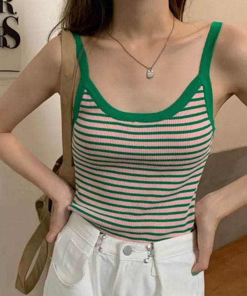 Auntie Rosa（アンティローザ）の「キャミソール/ボーダー（キャミソール・レディース・レッド/グリーン・FREE）」の6枚目の写真