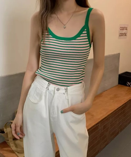 Auntie Rosa（アンティローザ）の「キャミソール/ボーダー（キャミソール・レディース・レッド/グリーン・FREE）」の4枚目の写真