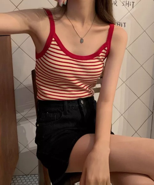 Auntie Rosa（アンティローザ）の「キャミソール/ボーダー（キャミソール・レディース・レッド/グリーン・FREE）」の10枚目の写真