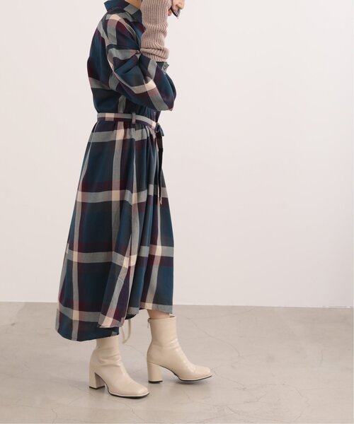 frames RAY CASSIN（フレームスレイカズン）の「ビッグチェック　ベルト付きワンピース（シャツワンピース・レディース・グリーン系/パープル系/ブルー系・FREE）」の16枚目の写真