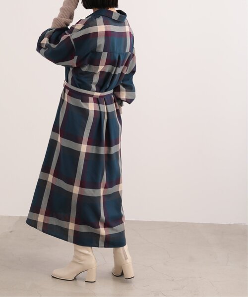 frames RAY CASSIN（フレームスレイカズン）の「ビッグチェック　ベルト付きワンピース（シャツワンピース・レディース・グリーン系/パープル系/ブルー系・FREE）」の15枚目の写真