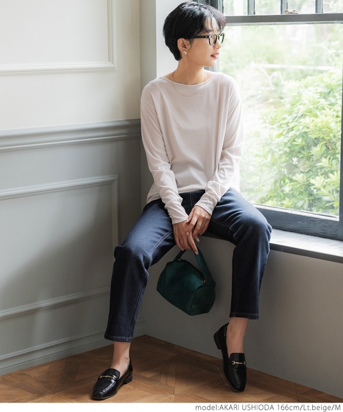 coca（coca）（コカ）の「とろみシアーフライストップス（Tシャツ/カットソー・レディース・ブラック/グリーン/ライトベージュ・M/L）」の10枚目の写真