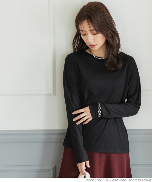 coca（coca）（コカ）の「とろみシアーフライストップス（Tシャツ/カットソー・レディース・ブラック/グリーン/ライトベージュ・M/L）」の4枚目の写真