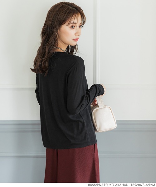 coca（coca）（コカ）の「とろみシアーフライストップス（Tシャツ/カットソー・レディース・ブラック/グリーン/ライトベージュ・M/L）」の5枚目の写真