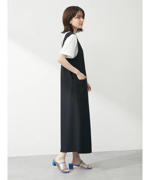 Green Parks(グリーンパークス)の「Vネックジャンスカ(ワンピース・レディース・ブラック/グリーン・FREE)」の7枚目の写真