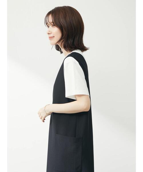 Green Parks(グリーンパークス)の「Vネックジャンスカ(ワンピース・レディース・ブラック/グリーン・FREE)」の10枚目の写真