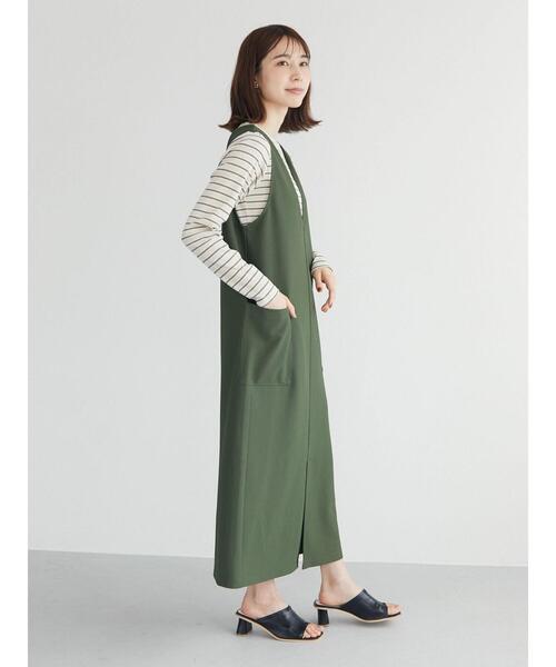 Green Parks(グリーンパークス)の「Vネックジャンスカ(ワンピース・レディース・ブラック/グリーン・FREE)」の17枚目の写真