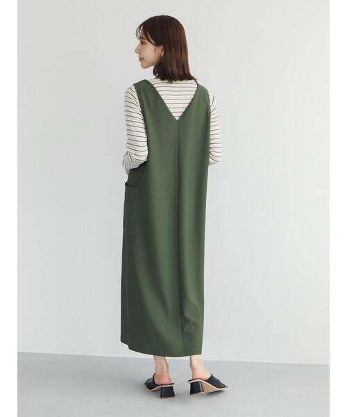 Green Parks(グリーンパークス)の「Vネックジャンスカ(ワンピース・レディース・ブラック/グリーン・FREE)」の18枚目の写真