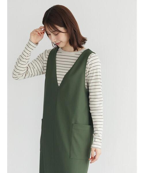 Green Parks(グリーンパークス)の「Vネックジャンスカ(ワンピース・レディース・ブラック/グリーン・FREE)」の19枚目の写真