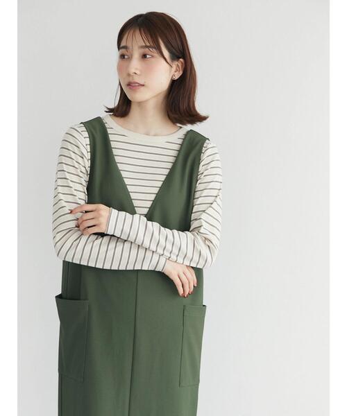 Green Parks(グリーンパークス)の「Vネックジャンスカ(ワンピース・レディース・ブラック/グリーン・FREE)」の20枚目の写真