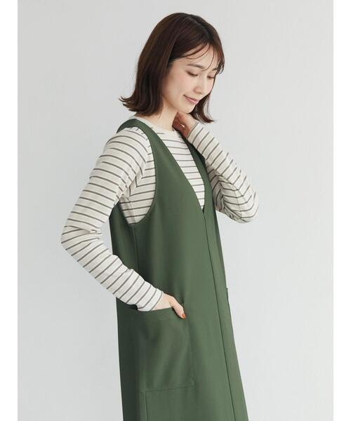 Green Parks(グリーンパークス)の「Vネックジャンスカ(ワンピース・レディース・ブラック/グリーン・FREE)」の21枚目の写真