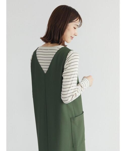 Green Parks(グリーンパークス)の「Vネックジャンスカ(ワンピース・レディース・ブラック/グリーン・FREE)」の22枚目の写真