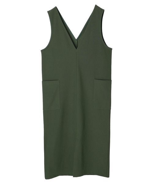 Green Parks(グリーンパークス)の「Vネックジャンスカ(ワンピース・レディース・ブラック/グリーン・FREE)」の3枚目の写真