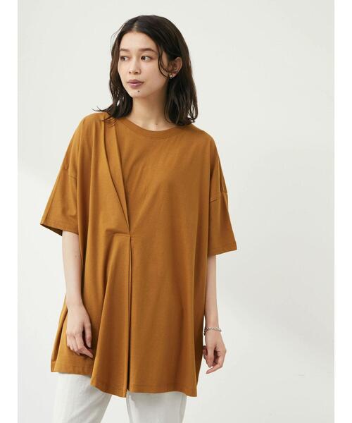 Green Parks(グリーンパークス)の「フロントタックチュニック(Tシャツ/カットソー・レディース・オフホワイト/サックスブルー/ブラック/イエロー・FREE)」の22枚目の写真