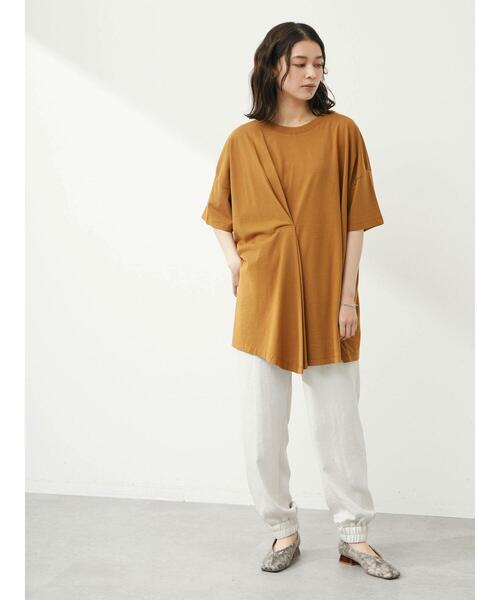 Green Parks(グリーンパークス)の「フロントタックチュニック(Tシャツ/カットソー・レディース・オフホワイト/サックスブルー/ブラック/イエロー・FREE)」の15枚目の写真