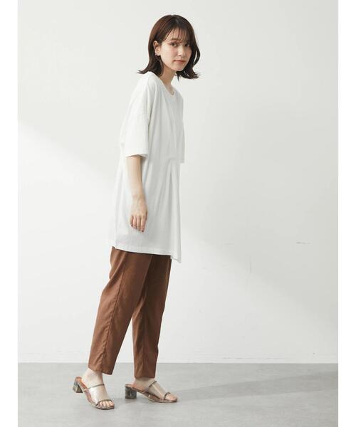 Green Parks(グリーンパークス)の「フロントタックチュニック(Tシャツ/カットソー・レディース・オフホワイト/サックスブルー/ブラック/イエロー・FREE)」の17枚目の写真