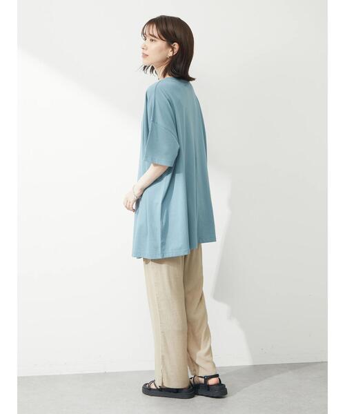 Green Parks(グリーンパークス)の「フロントタックチュニック(Tシャツ/カットソー・レディース・オフホワイト/サックスブルー/ブラック/イエロー・FREE)」の21枚目の写真
