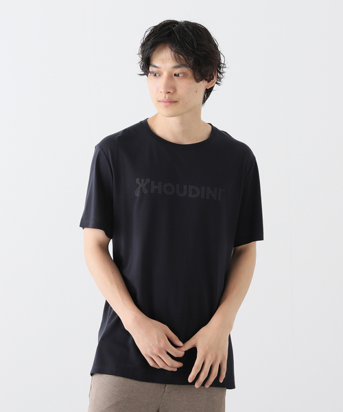 HOUDINI(フディーニ)の「【HOUDINI / フーディニ】Ms Tree Tee Drawing Logo(Tシャツ/カットソー・メンズ・チャコールグレー/ブラック/サファリグリーン・MEDIUM/LARGE)」の1枚目の写真