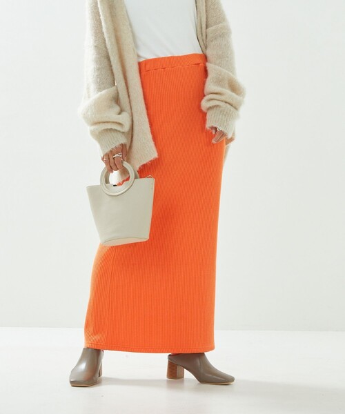 FREAK'S STORE(フリークスストア)の「カラーリブスカート(スカート・レディース・ブラック/ピンク/オレンジ/ナチュラル/コーラルピンク・フリ-)」の5枚目の写真