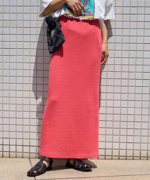 FREAK'S STORE(フリークスストア)の「カラーリブスカート(スカート・レディース・ブラック/ピンク/オレンジ/ナチュラル/コーラルピンク・フリ-)」の4枚目の写真