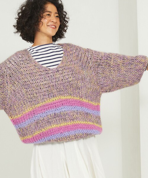 Freada(フリーダ)の「Freada/フリーダ モヘヤ混ニットプルオーバー(ニット/セーター・レディース・ピンク/グリーン・フリ-)」の5枚目の写真