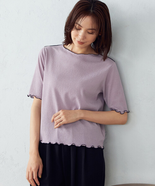 COMME CA ISM（コムサイズム）の「シアー　カットソー（Tシャツ/カットソー・レディース・アイボリー/ライラック/ブラック/ベージュ・MEDIUM/LARGE）」の4枚目の写真