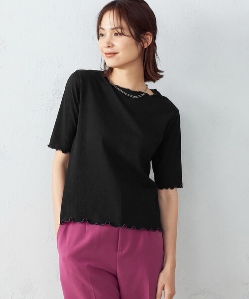 COMME CA ISM（コムサイズム）の「シアー　カットソー（Tシャツ/カットソー・レディース・アイボリー/ライラック/ブラック/ベージュ・MEDIUM/LARGE）」の3枚目の写真