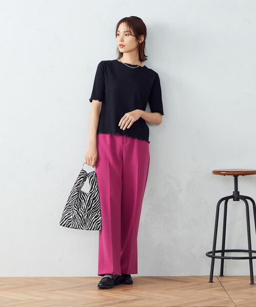 COMME CA ISM（コムサイズム）の「シアー　カットソー（Tシャツ/カットソー・レディース・アイボリー/ライラック/ブラック/ベージュ・MEDIUM/LARGE）」の7枚目の写真