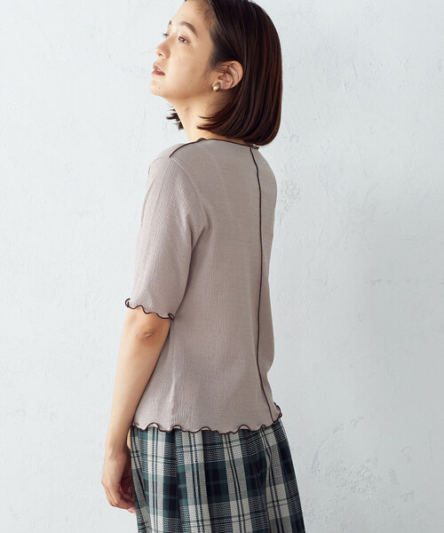 COMME CA ISM（コムサイズム）の「シアー　カットソー（Tシャツ/カットソー・レディース・アイボリー/ライラック/ブラック/ベージュ・MEDIUM/LARGE）」の10枚目の写真