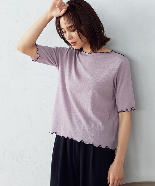 COMME CA ISM（コムサイズム）の「シアー　カットソー（Tシャツ/カットソー・レディース・アイボリー/ライラック/ブラック/ベージュ・MEDIUM/LARGE）」の12枚目の写真