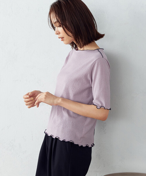 COMME CA ISM（コムサイズム）の「シアー　カットソー（Tシャツ/カットソー・レディース・アイボリー/ライラック/ブラック/ベージュ・MEDIUM/LARGE）」の13枚目の写真