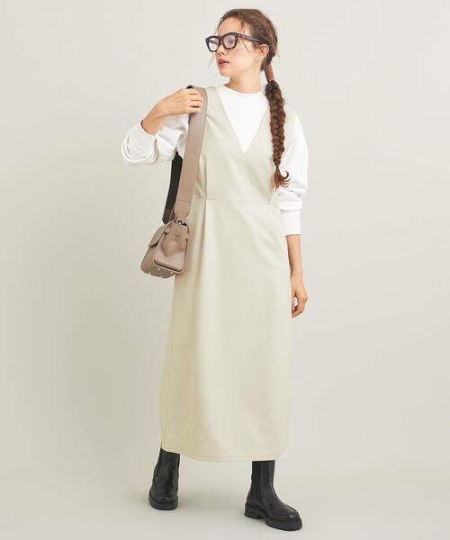 BEAUTY&YOUTH UNITED ARROWS（ビューティーアンドユースユナイテッドアローズ）の「【WEB限定】ツイードライク ジャンパースカート -2WAY/ウォッシャブル-（ジャンパースカート・レディース・ブラック/ナチュラル/イエロー/ダークブラウン・S/M）」の3枚目の写真