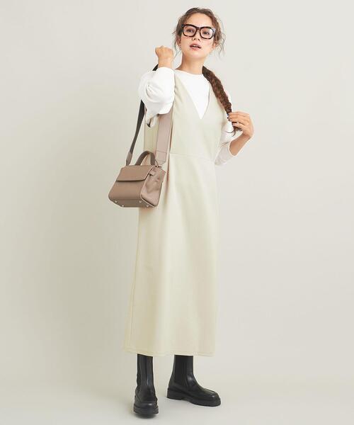 BEAUTY&YOUTH UNITED ARROWS（ビューティーアンドユースユナイテッドアローズ）の「【WEB限定】ツイードライク ジャンパースカート -2WAY/ウォッシャブル-（ジャンパースカート・レディース・ブラック/ナチュラル/イエロー/ダークブラウン・S/M）」の5枚目の写真