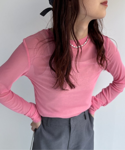 EPIMI E'PIMMY（エピミエピミー）の「アソートシアートップス（Tシャツ/カットソー・レディース・ブラック/ベージュ/アイボリー/グリーン系その他/コーラルピンク/ブラック×ホワイト・MEDIUM）」の6枚目の写真