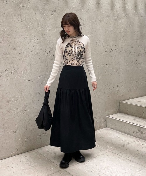 EPIMI E'PIMMY（エピミエピミー）の「アソートシアートップス（Tシャツ/カットソー・レディース・ブラック/ベージュ/アイボリー/グリーン系その他/コーラルピンク/ブラック×ホワイト・MEDIUM）」の7枚目の写真