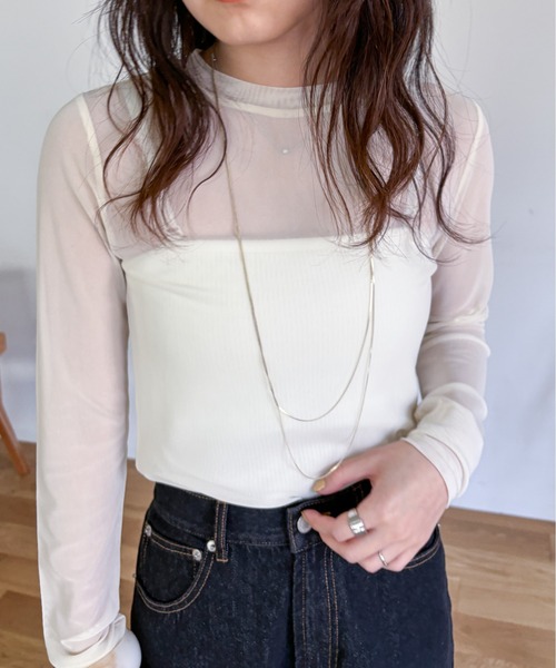 EPIMI E'PIMMY（エピミエピミー）の「アソートシアートップス（Tシャツ/カットソー・レディース・ブラック/ベージュ/アイボリー/グリーン系その他/コーラルピンク/ブラック×ホワイト・MEDIUM）」の21枚目の写真