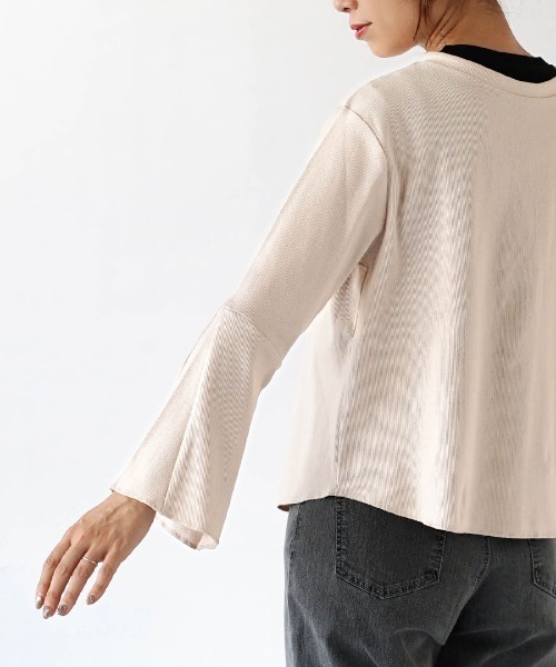 apartment department（アパートメントデパートメント）の「コットンリブ 2way ベルスリーブカーディガン（カーディガン/ボレロ・レディース・アイボリー/チャコール/レモンイエロー・M）」の9枚目の写真