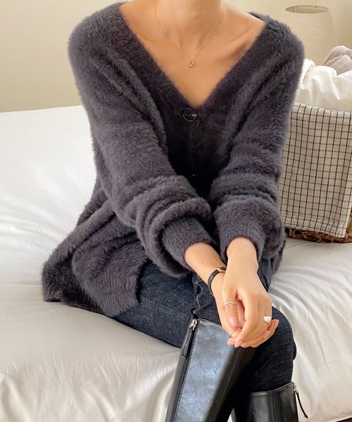 VitaFelice（ヴィータフェリーチェ）の「ボリュームスリーブニットカーディガン（カーディガン/ボレロ・レディース・グレー/ベージュ・FREE）」の14枚目の写真