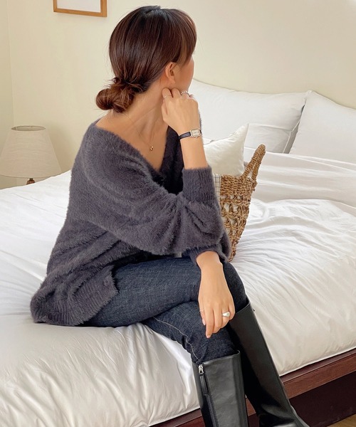 VitaFelice（ヴィータフェリーチェ）の「ボリュームスリーブニットカーディガン（カーディガン/ボレロ・レディース・グレー/ベージュ・FREE）」の9枚目の写真